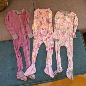 Lot of 3- 24 months Burt's Bee's Onesie Zip Up PJs